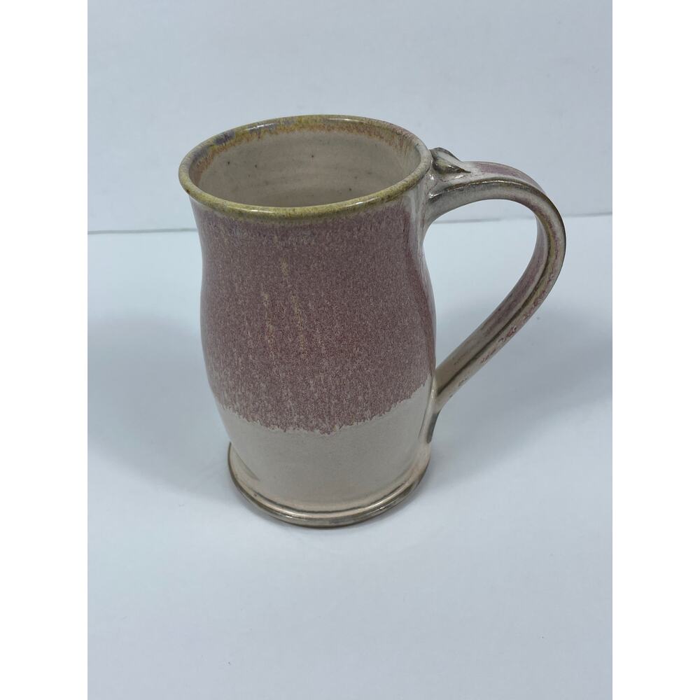AK Pottery Handmade MUG Studio Art Pink Mauve  14 oz Cup marked AK w/ Snake